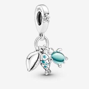 Pandora Fish, Sea Turtle & Conch Triple Dangle Charm